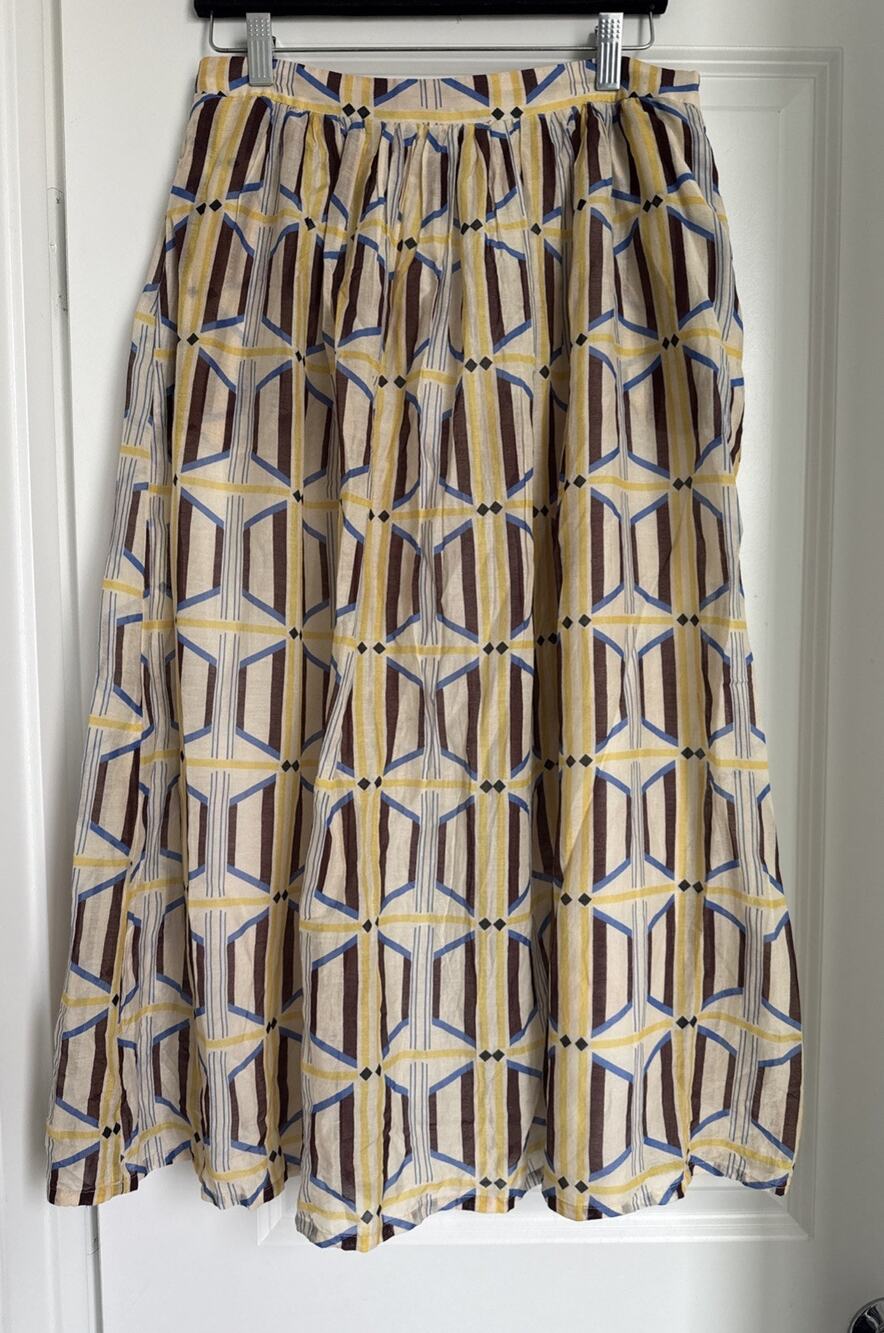 CHLOE STORA PARIS Women's Juice Skirt With Pockets Geometric Print Skirt Size 38